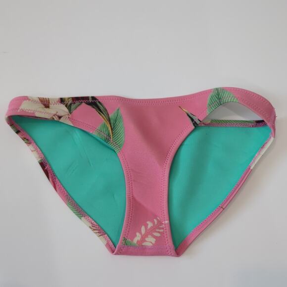 Triangl Swimsuit Bottoms Womens Small Neoprene Bikini Pink Tropical Cheeky Swim - Picture 5 of 9